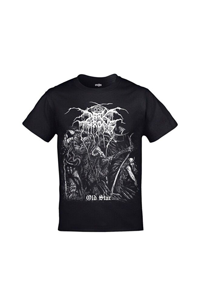 Dark Throne Old Star Ön Arka Baskılı Unisex Siyah Tshirt