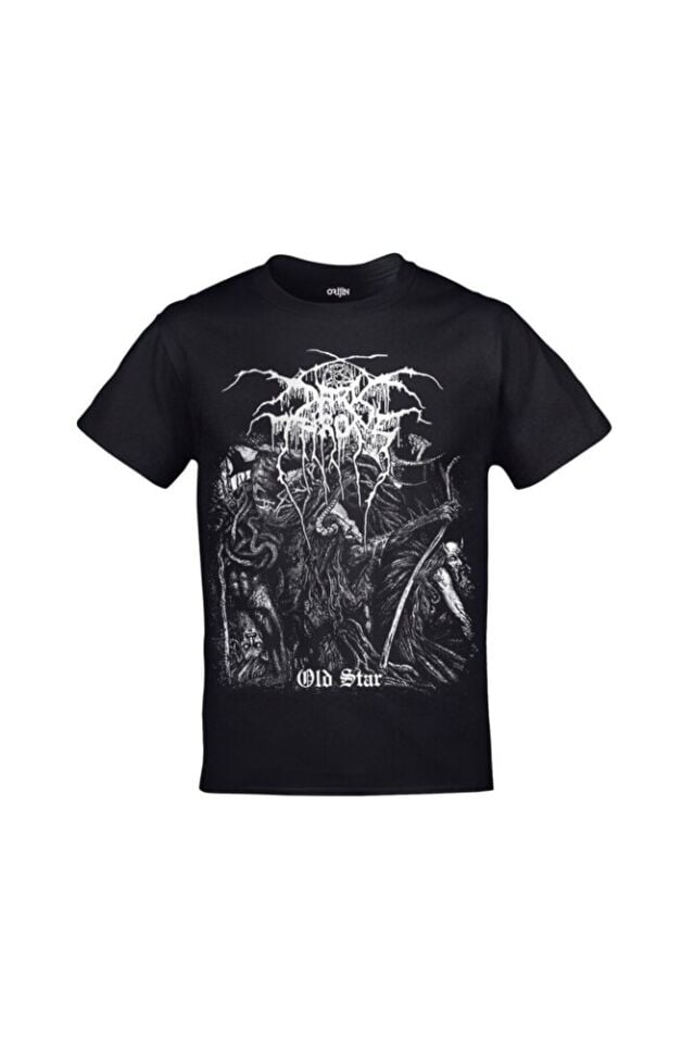 Dark Throne Old Star Ön Arka Baskılı Unisex Siyah Tshirt