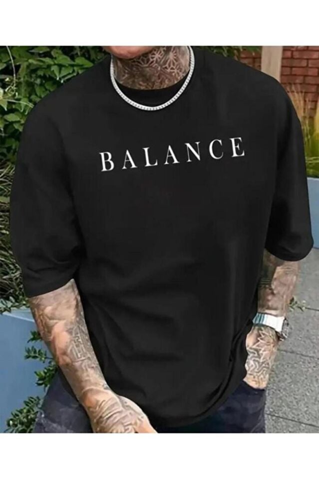 Unisex Balance Baskili Bi?si?klet Yaka T-shi?rt