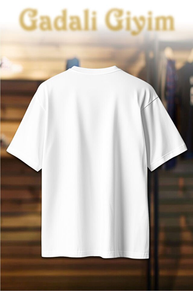 Unisex Oversize Tüylü Halı Taklitli Love Kalp Baskılı Günlük T-Shirt