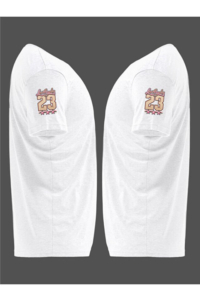 Unisex Oversize Dikiş Görünümlü Los Angeles 23 Baskılı Günlük T-Shirt