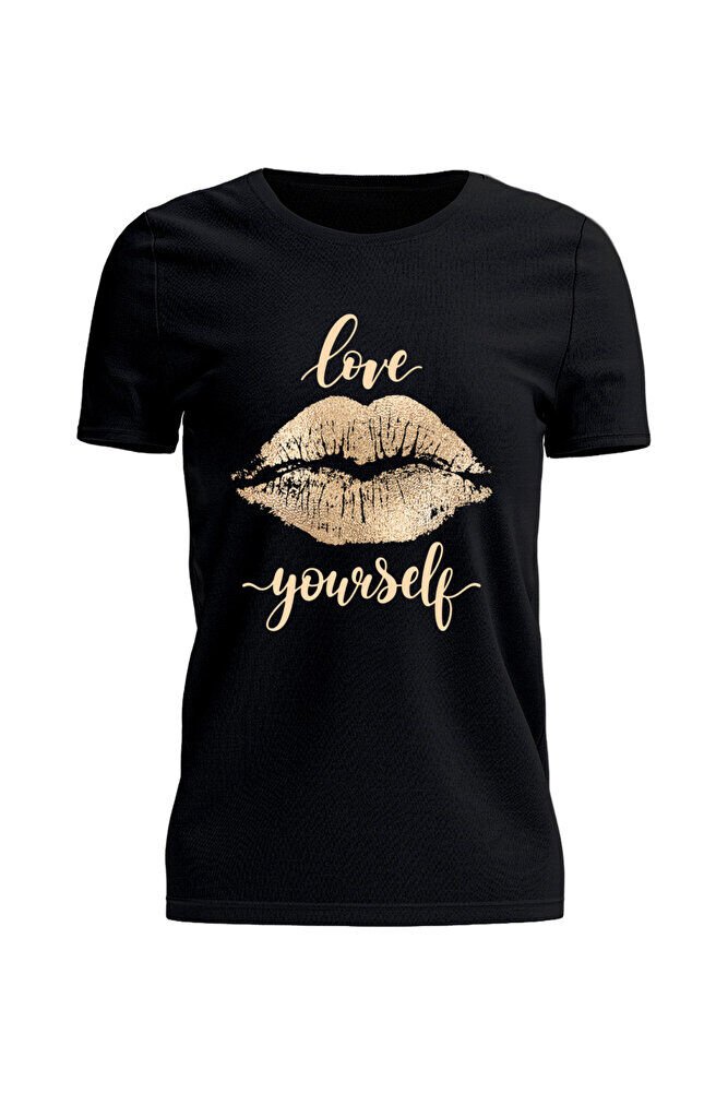 Unisex Oversize Love Your Self Baskılı Günlük T-Shirt