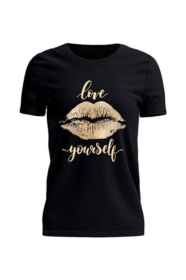 Unisex Oversize Love Your Self Baskılı Günlük T-Shirt