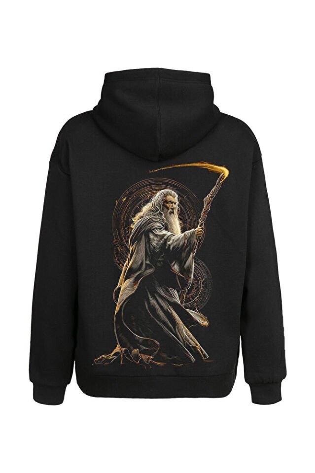 Unisex Oversize The Lord Of The Rings Gandalf Baskılı Sweatshirt - Hoodie