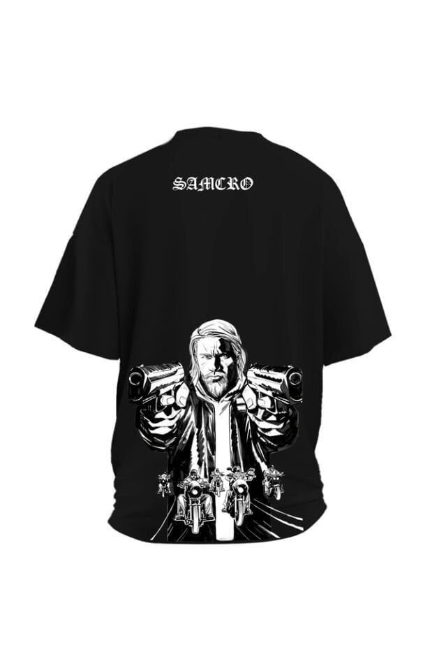 Unisex Oversize Samcro Sons Of Anarchy Baskılı Günlük Kısa Kollu T-Shirt