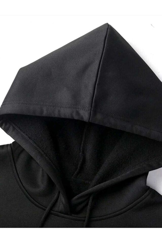 Erkek - Kadın Oversize Kuzgun Desenli Sweatshirt Uzun Kollu Kapüşonlu