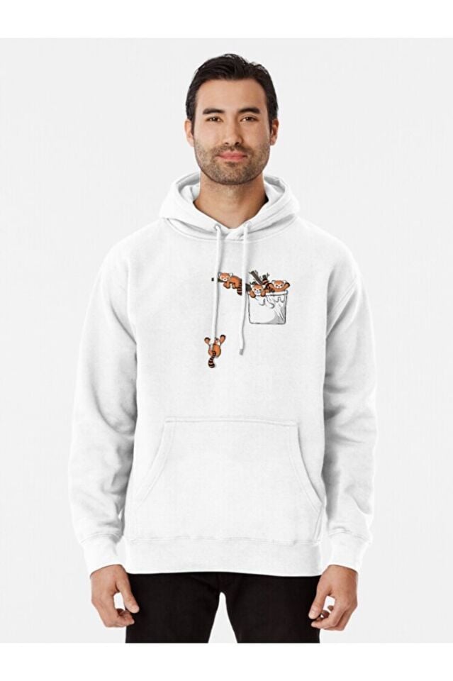 Erkek - Kadın Oversize Cep Detaylı Kırmızı Panda Ayıları Desenli Sweatshirt Uzun Kollu Kapüşonlu