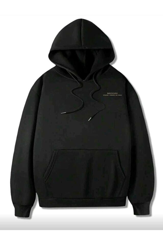 Unisex Japon Tarzı Manzara Sanat Eseri Grafik Baskılı Kanguru Cepli Kapüşonlu Üst Sonbahar/Kış