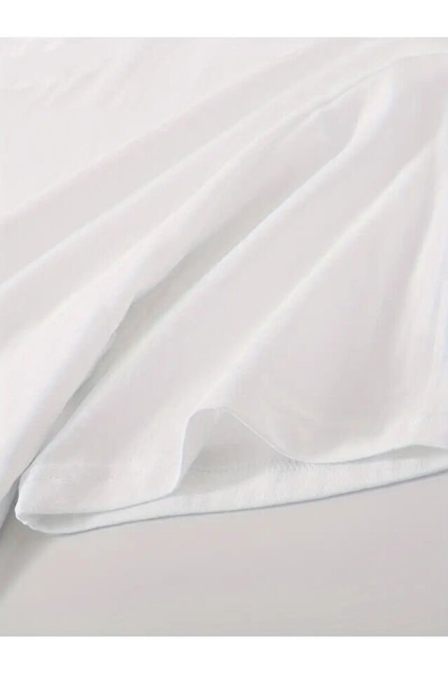 Büyük Beden Grafik Baskılı Oversize Penye T-shirt Tişört Tüm Mevsimler