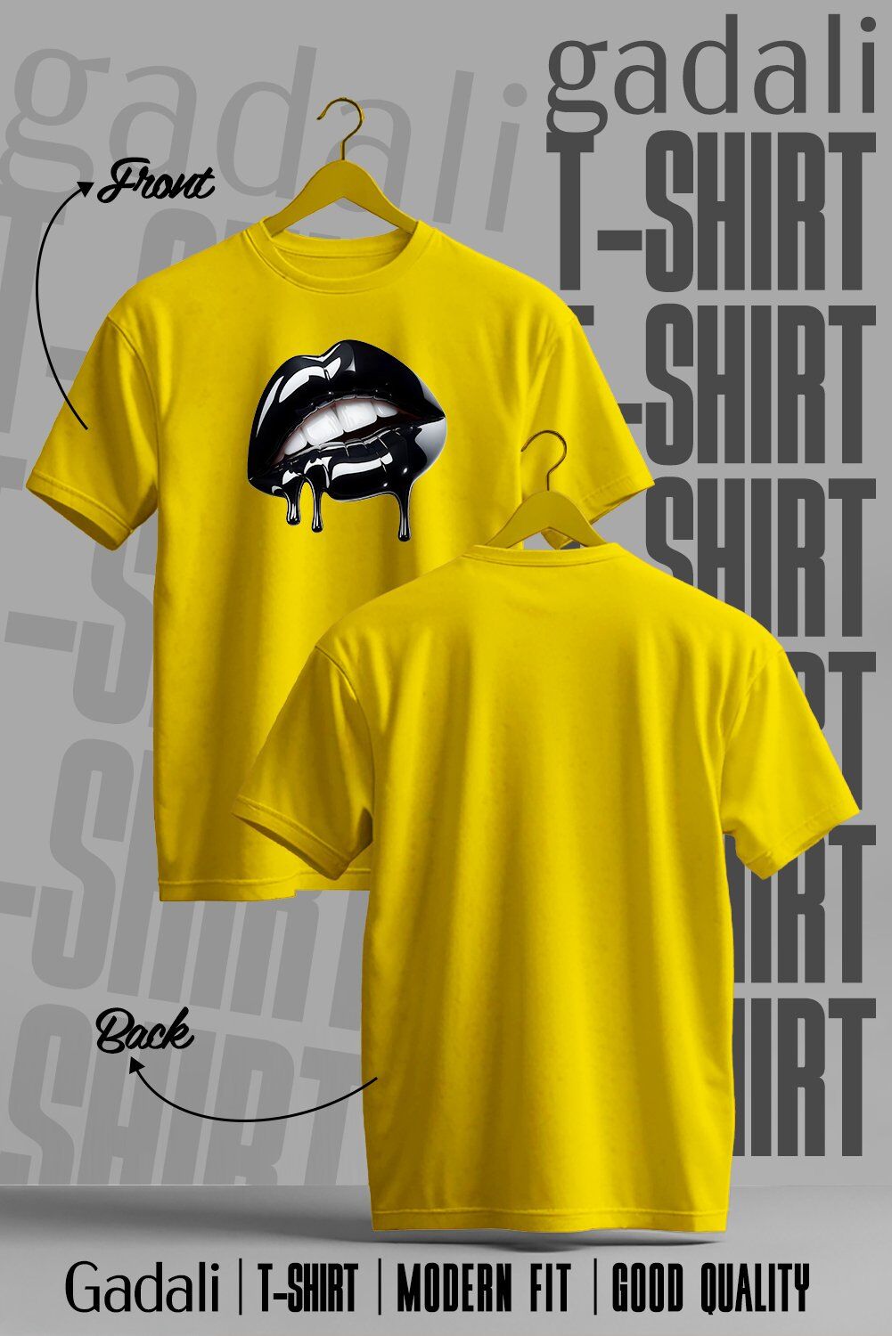 Unisex Siyah Dudak Baskılı T-shirt