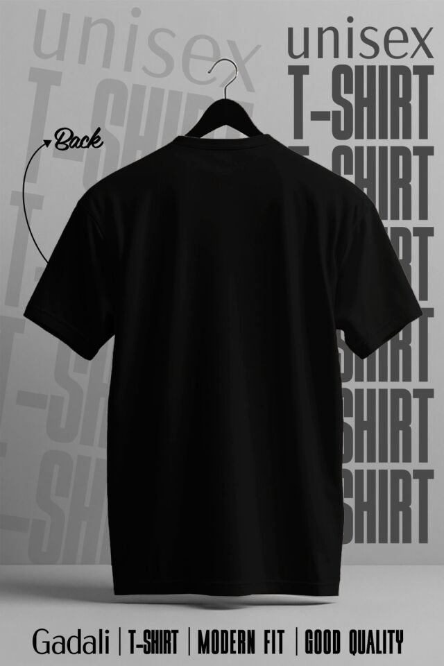 Unisex Siyah Dudak Baskılı T-shirt