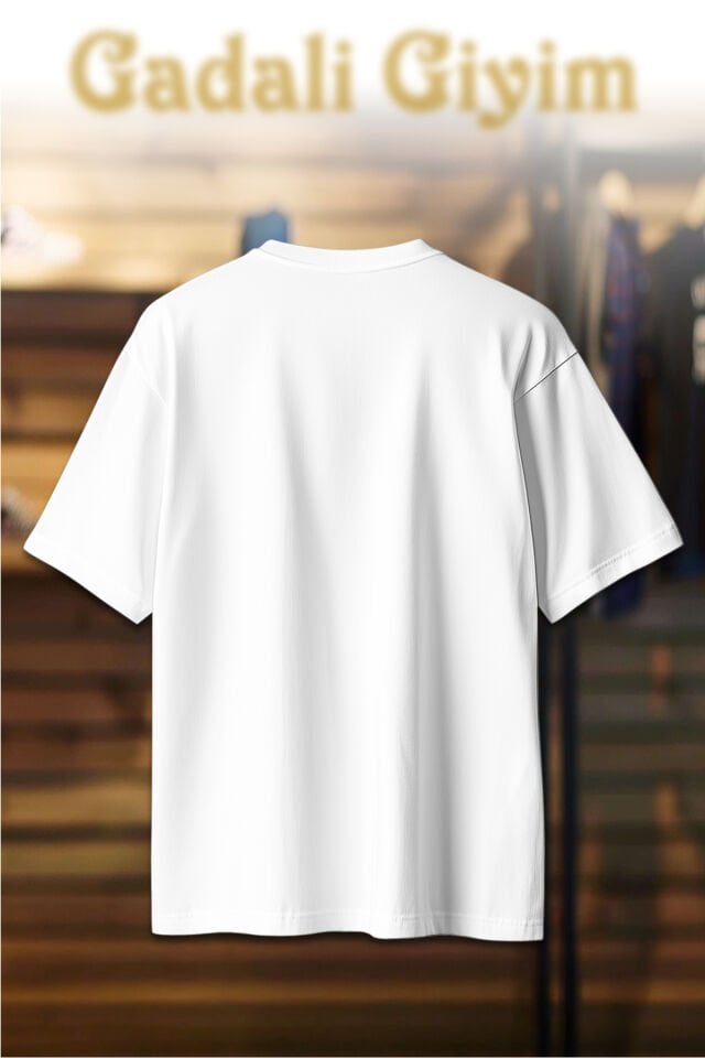 Unisex Oversize Tüylü Halı Taklitli Love Kalp Baskılı Günlük T-Shirt