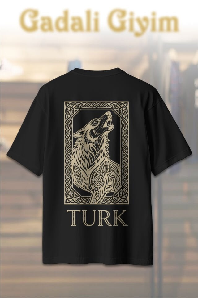 Unisex Oversize Bozkurt Türk Baskılı T-Shirt