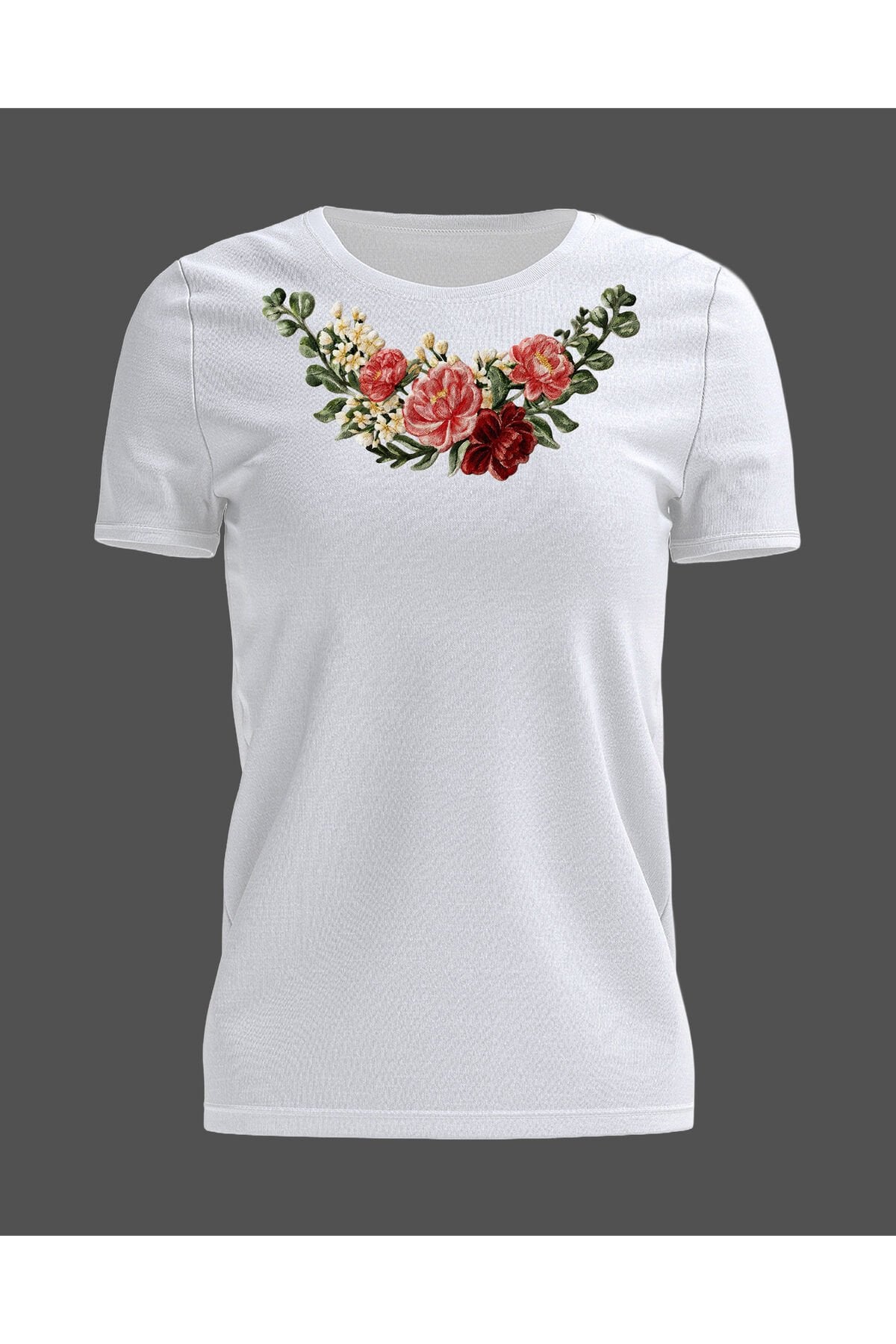 Unisex Oversize Halı Görünümlü Çiçek Motifi Baskılı Günlük T-Shirt