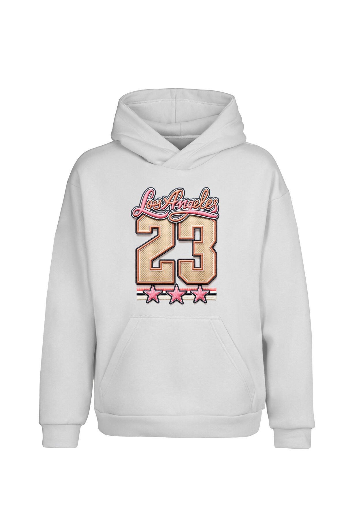 Unisex Oversize Dikiş Görünümlü Los Angeles 23 Baskılı Sweatshirt - Hoodie