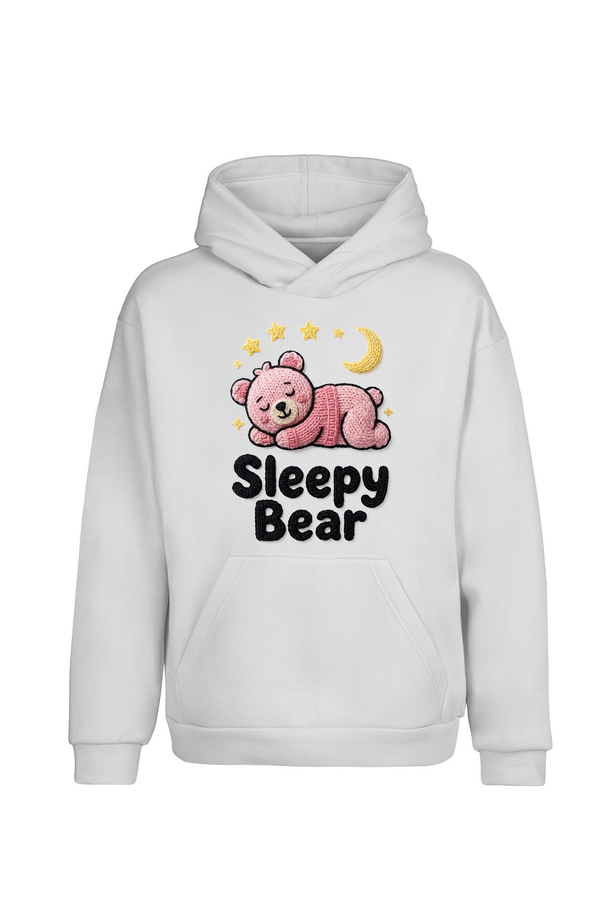 Unisex Oversize Dikiş Görünümlü Sleepy Bear Baskılı Sweatshirt - Hoodie
