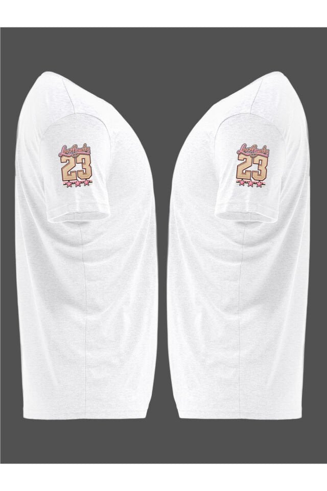 Unisex Oversize Dikiş Görünümlü Los Angeles 23 Baskılı Günlük T-Shirt