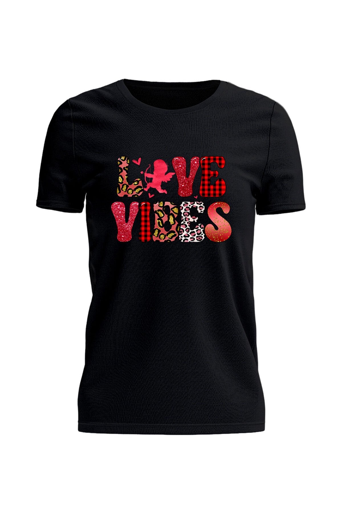 Unisex Oversize Love Vibes Baskılı Günlük Kısa Kollu T-Shirt