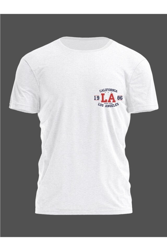 Unisex Oversize Los Angeles California Baskılı Günlük Kısa Kollu T-Shirt