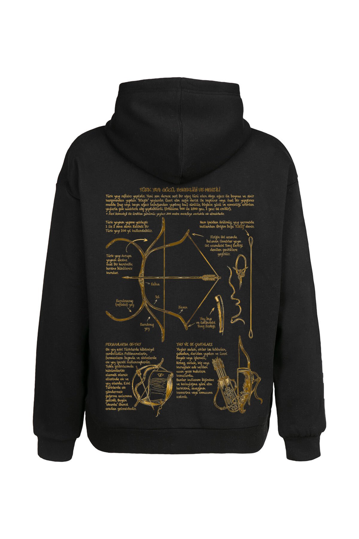 Unisex Oversize Geleneksel Türk Okçuluğu Zihgir-Yay Baskılı Sweatshirt - Hoodie