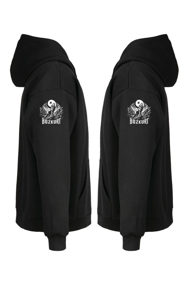 Unisex Oversize Bozkurt Baskılı Sweatshirt - Hoodie