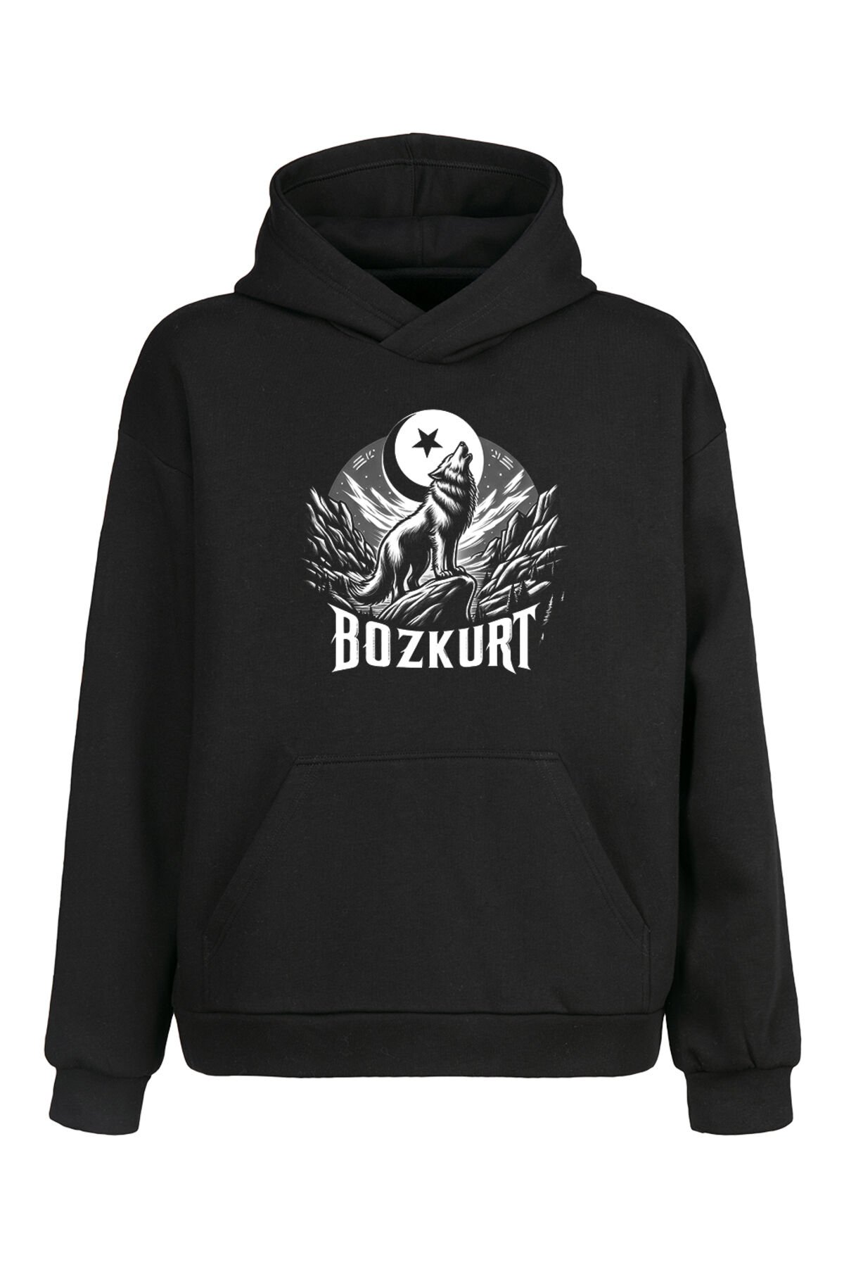 Unisex Oversize Bozkurt Baskılı Sweatshirt - Hoodie
