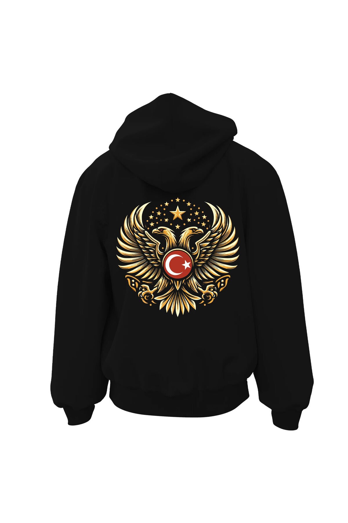 Erkek - Kadın Oversize Çift Başlı Kartal Türk Sweatshirt Uzun Kollu Kapüşonlu