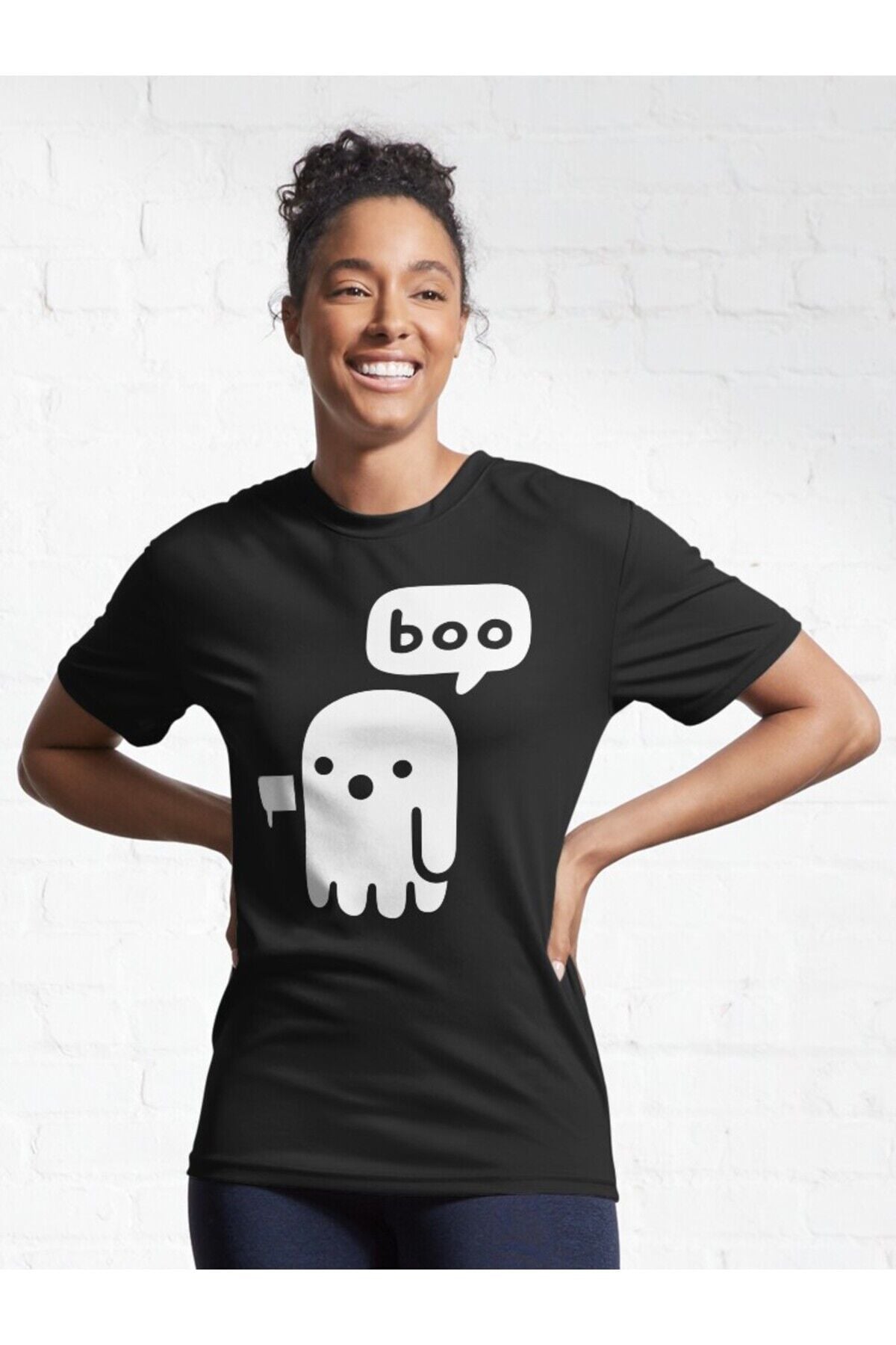 Unisex Oversize Onaylamama Hayaleti Baskılı Günlük Kısa Kollu T-Shirt