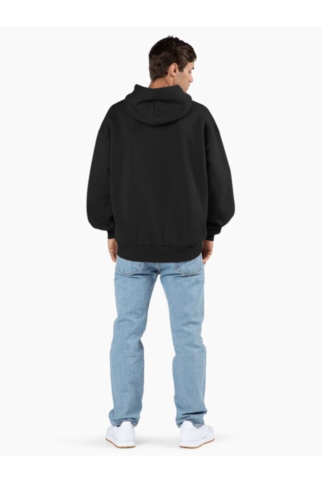 Erkek - Kadın Oversize Silly Devil Desenli Sweatshirt Uzun Kollu Kapüşonlu