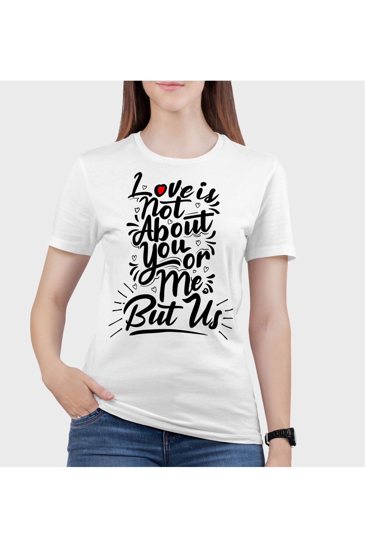 Unisex Oversize Love Aşk Baskılı Günlük Kısa Kollu T-Shirt