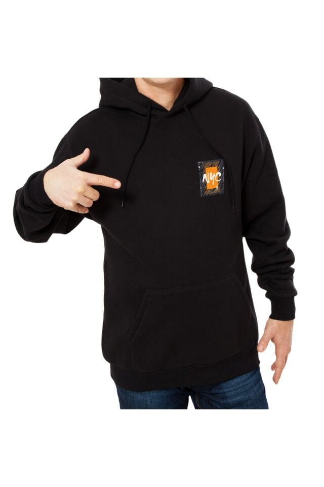 Unisex Oversize New York City NYC Siyah Kapşonlu Sweatshirt