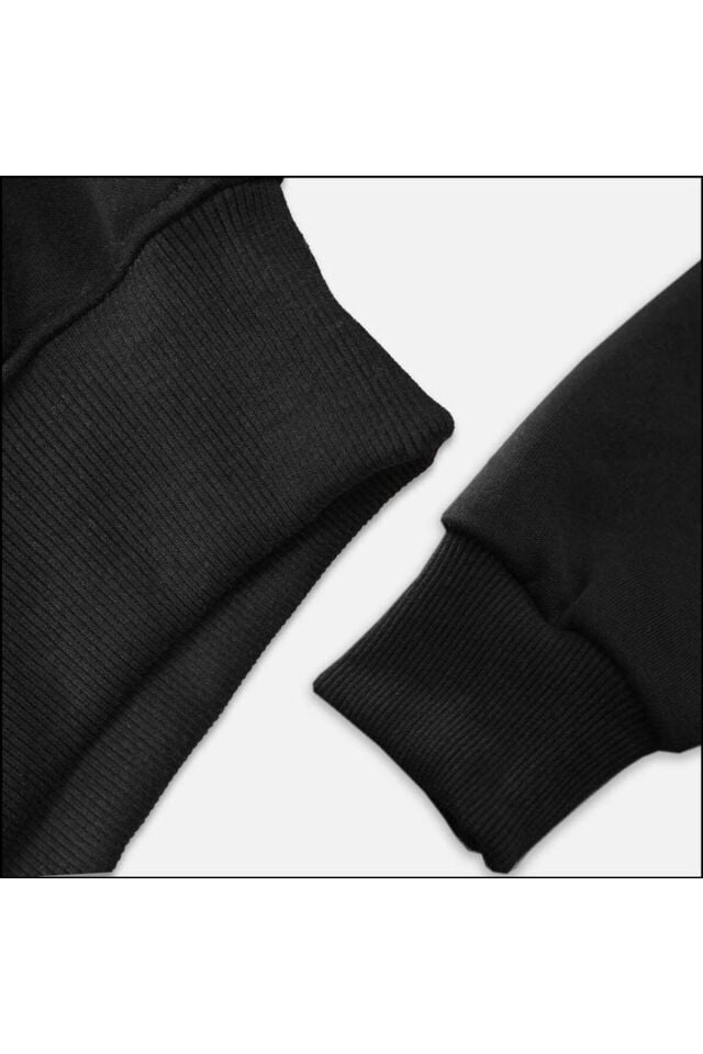 Unisex Oversize New York City NYC Siyah Kapşonlu Sweatshirt