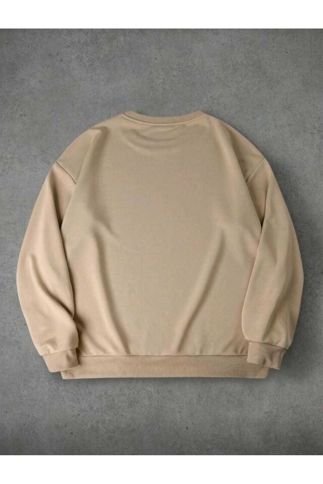 Oversize Erkek Minimalist Baskılı Uzun Kollu Sweatshirt