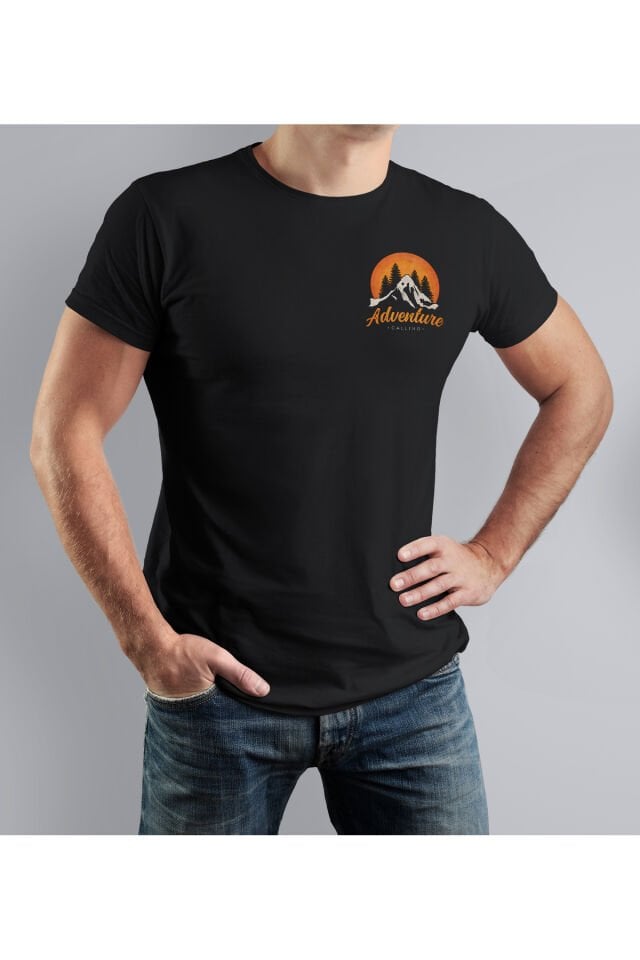 Unisex Oversize Adventure Baskılı T-shirt