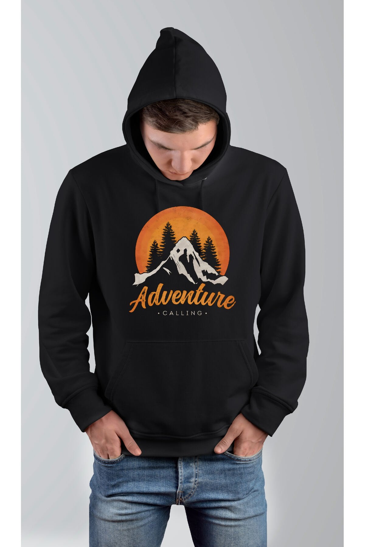 Unisex Oversize Adventure Baskılı Hoodie
