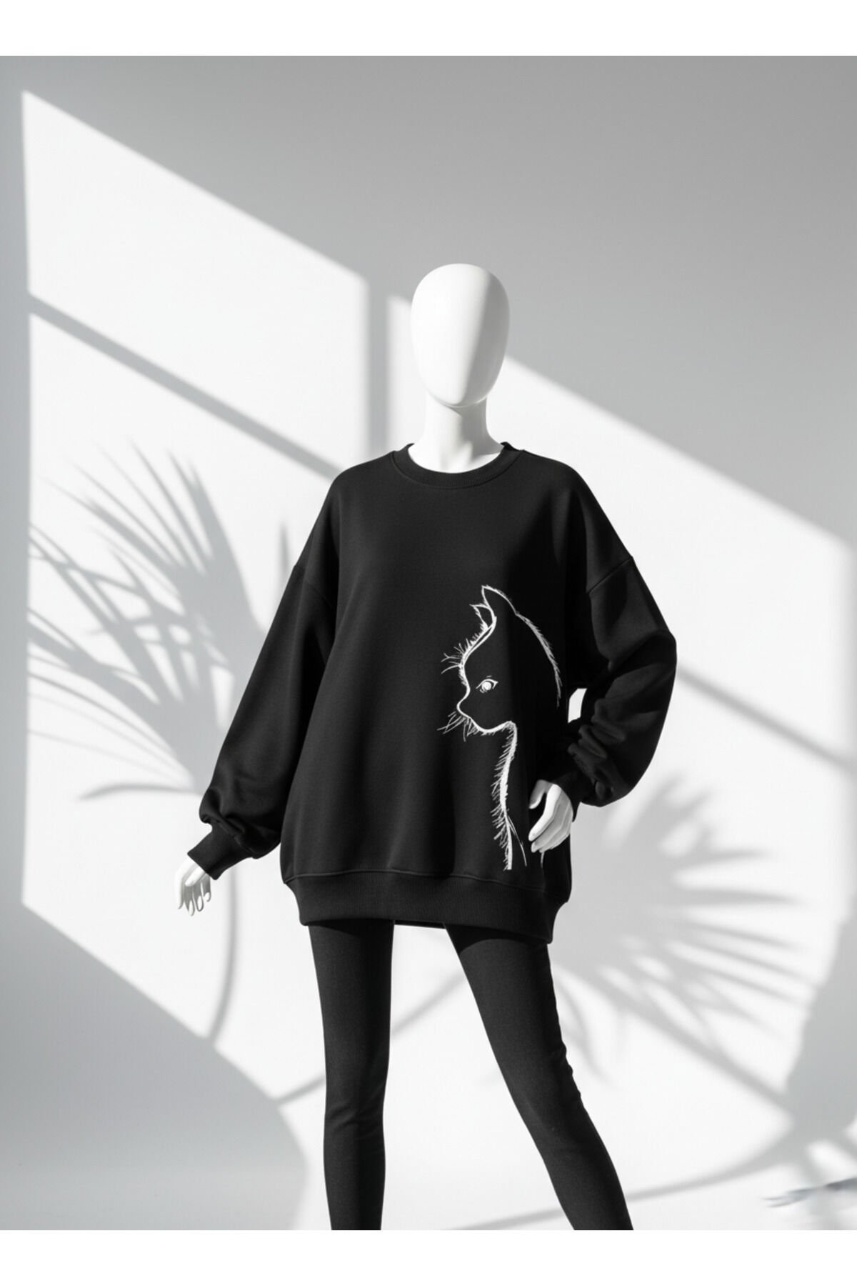 Kadın- Büyük Boy Hayvan Desenli Uzun Kollu Kazak Kardigan