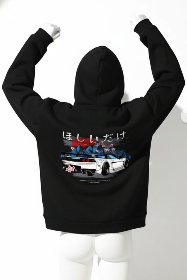 Unisex Sweatshirt – japan japonya araba arka Dijital Baskılı , Oversize, Kapüşonlu