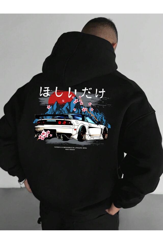 Unisex Sweatshirt – japan japonya araba arka Dijital Baskılı , Oversize, Kapüşonlu