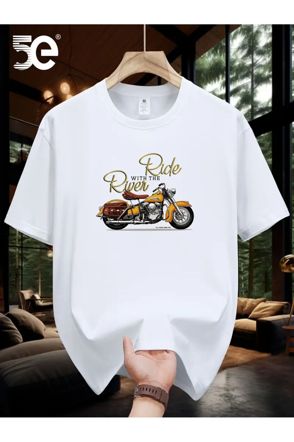 Rıde Rwen Baskılı unisex Oversize Bisiklet Yaka T-shirt