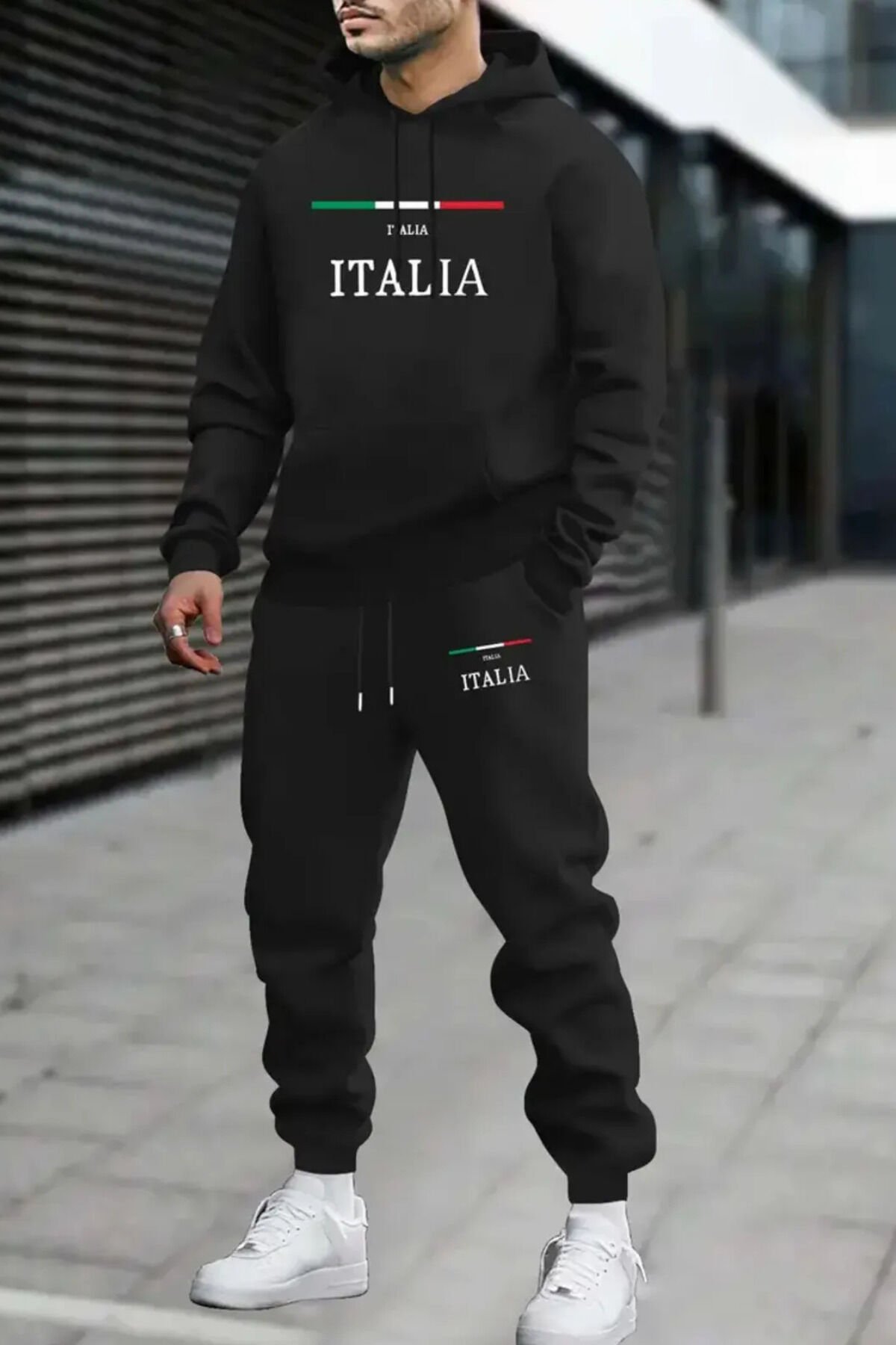 Pamuklu Erkek Kışlık Polyester Eşofman Takımı Kapüşonlu Hoodie