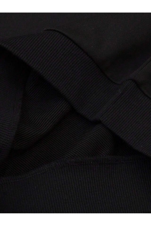 Sweatshirt Eşofman Altı Jogger - Siyah Baskılı Alt Üst Eşofman Takımı Kapüşonlu