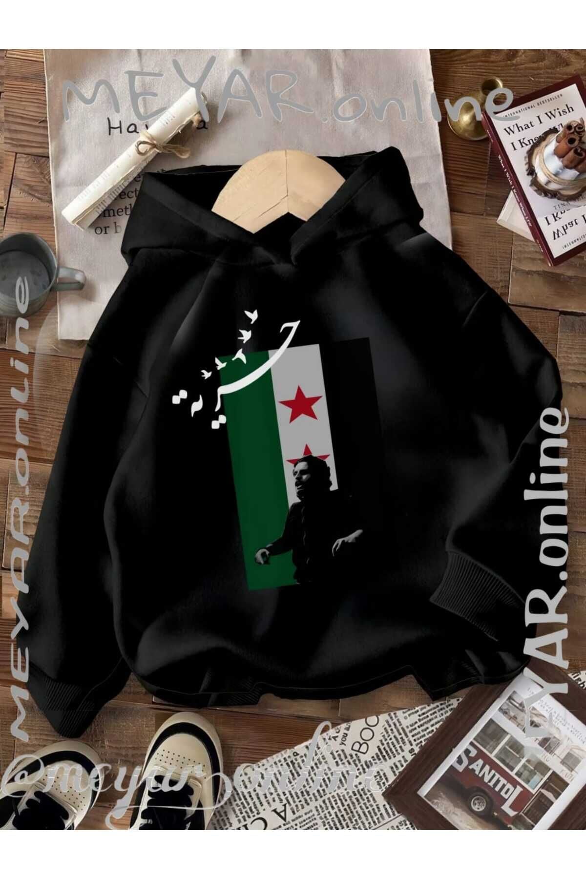 Suriye Bayrağı Baskılı Kapüşonlu Sweatshirt Hoodie