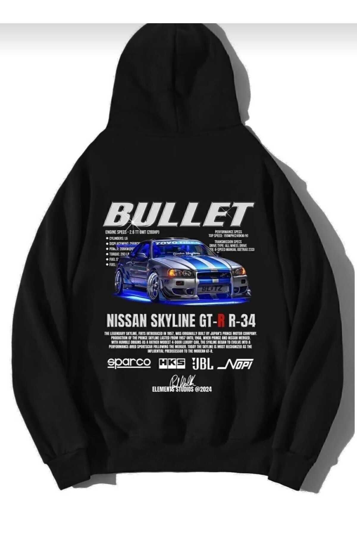 Unisex Oversize Nissan Skyline GT-R R-34 Bullet Hoodie