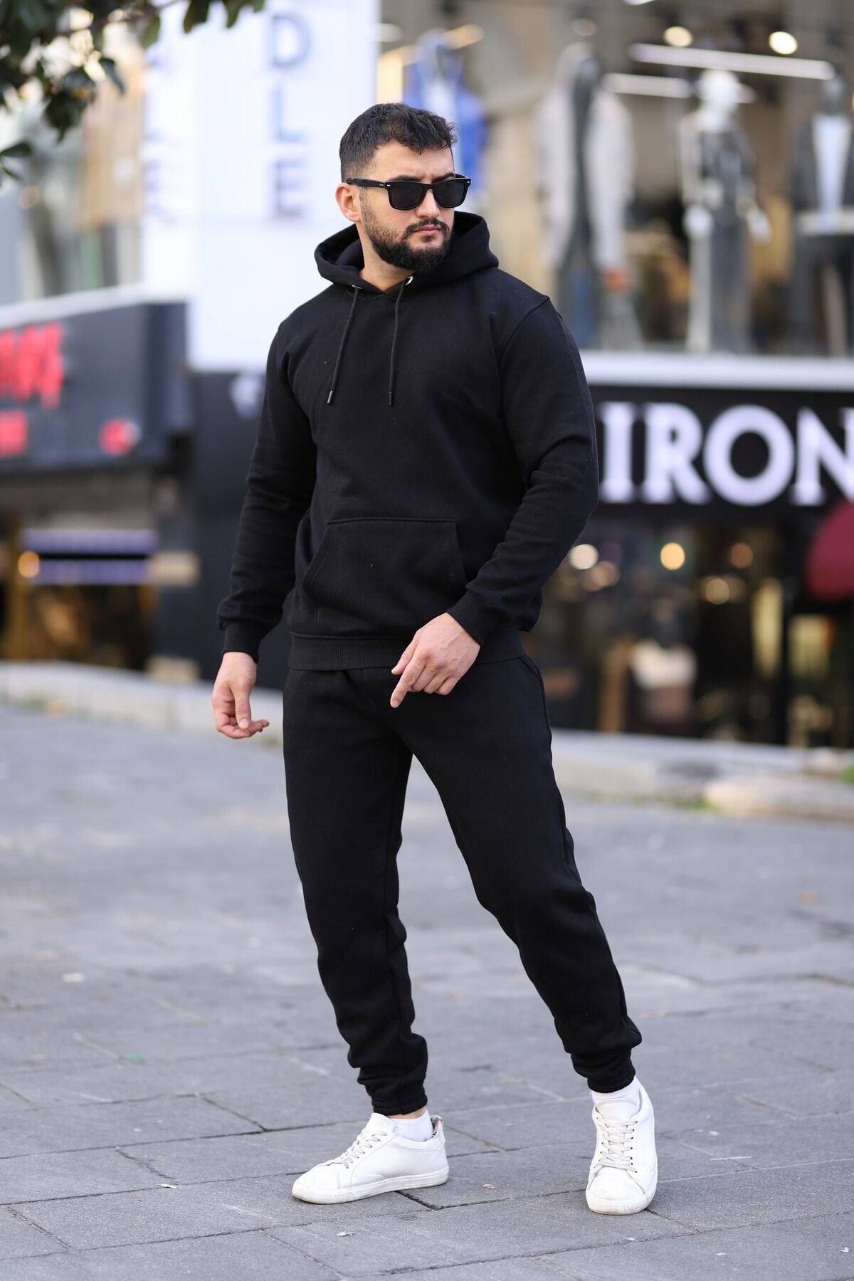 gyb - Unisex Kapüşonlu 3 Iplik kışlık kalın Basic Eşofman Takımı