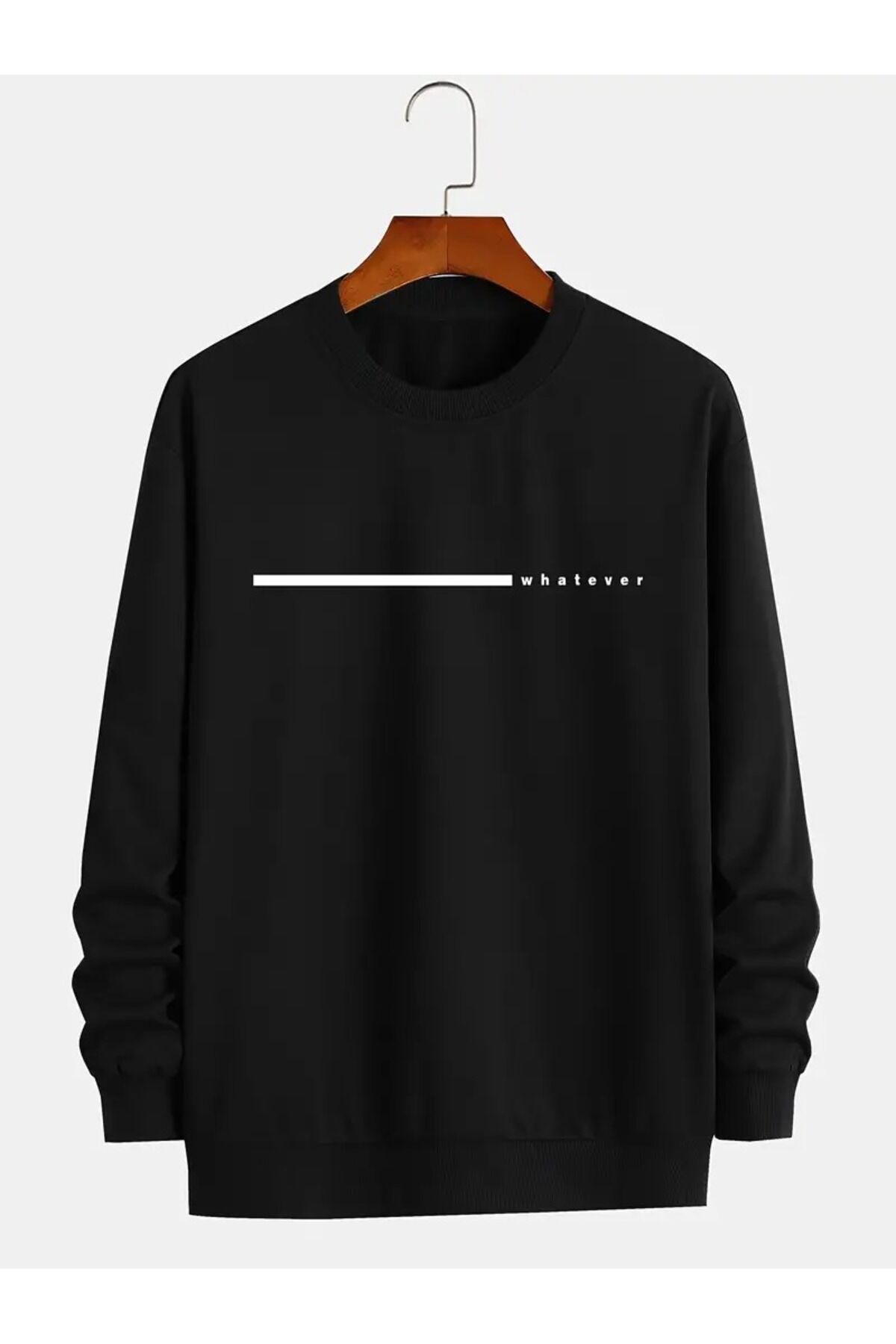 ERKEK WHATEVER Baskılı Bisiklet Yaka Sweatshirt