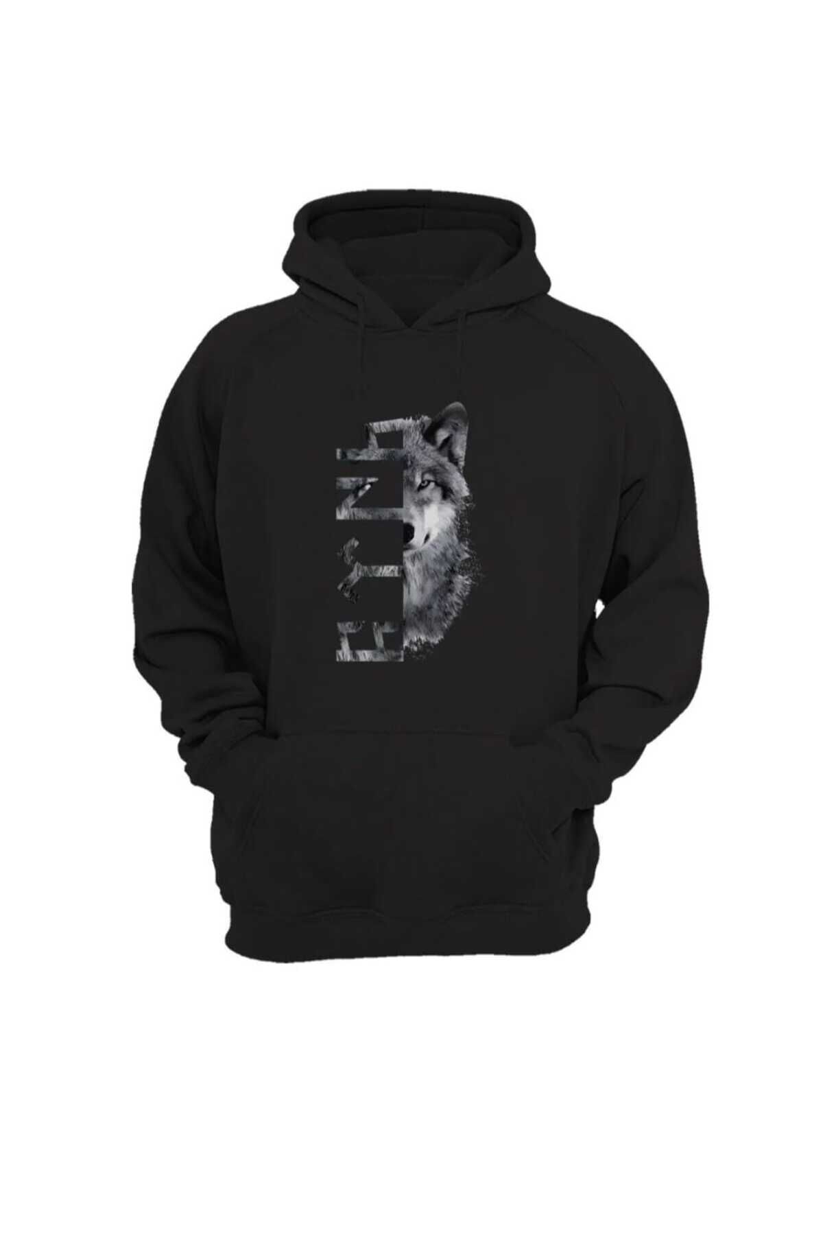 TÜRKİYE Bozkurt Göktürkçe TÜRK Yazısı ve Kurt Baskılı Pamuk Sweatshirt