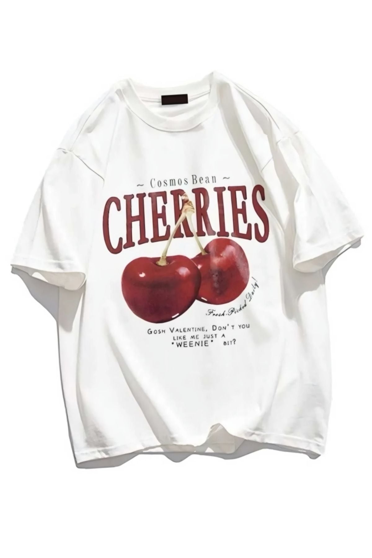 Red Cherries Baskılı Oversize Unisex Tshirt