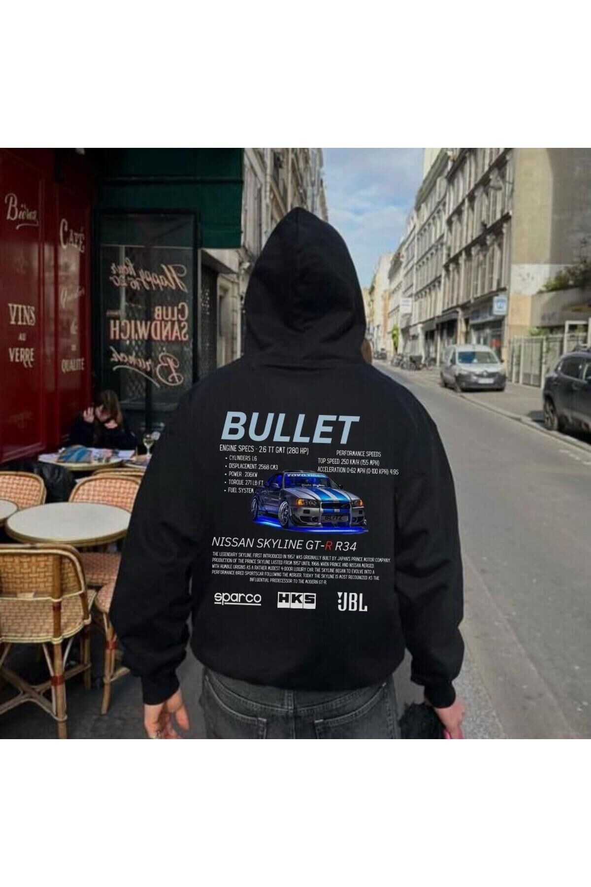 Lovens  Unisex Nissan Bullet Cars Sweatshirt Siyah