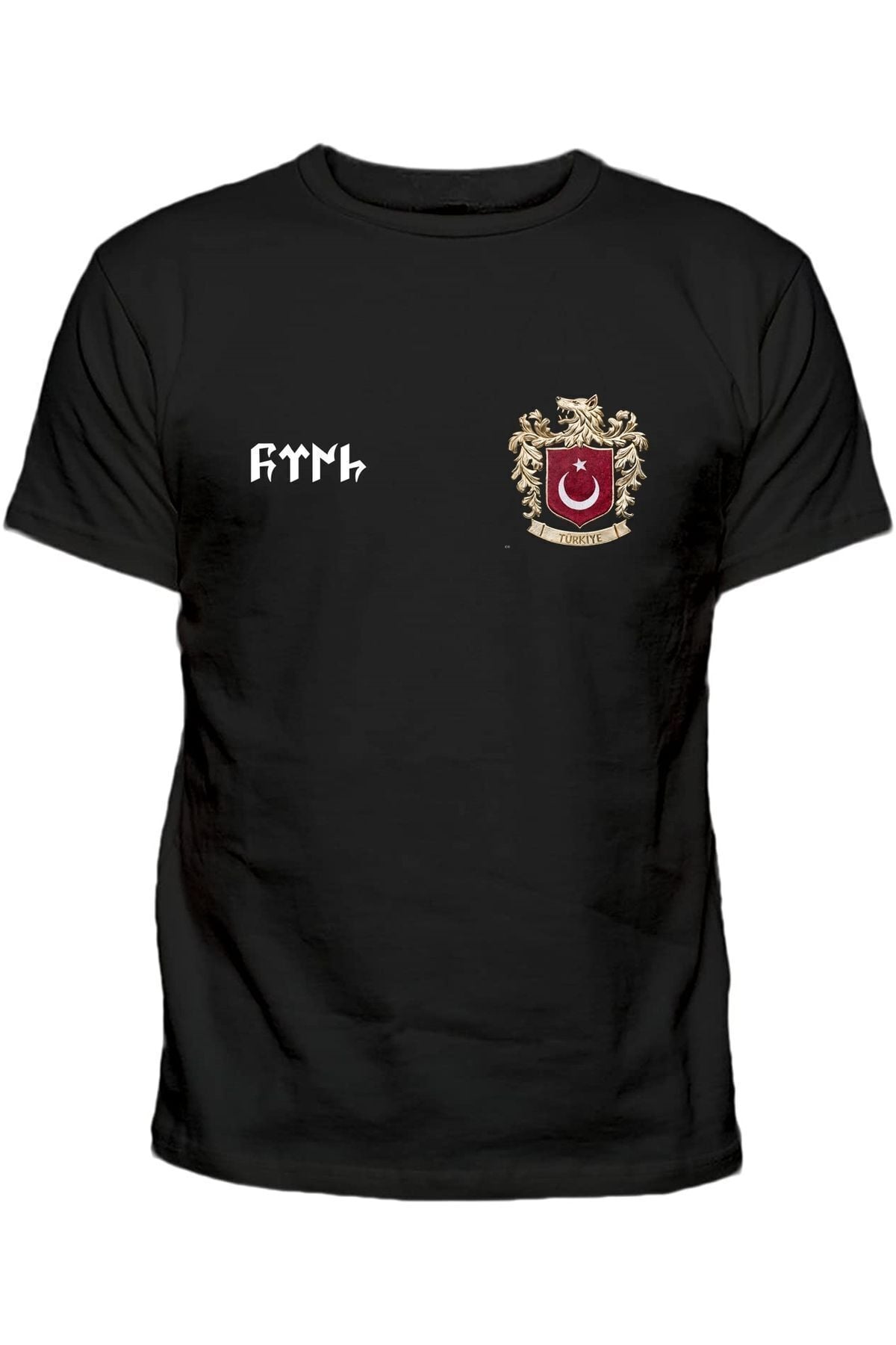 TÜRK YAZILI BOZKURT LOGO BASKILI SİYAH TİŞÖRT