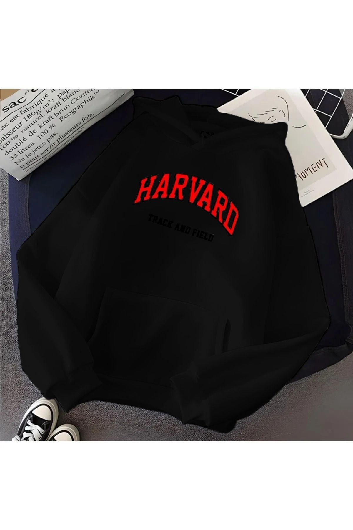 Unisex 3 Iplik Kalın Şardonlu Oversize Beyaz Kapüşonlu ( Tam Beden Alınız ).